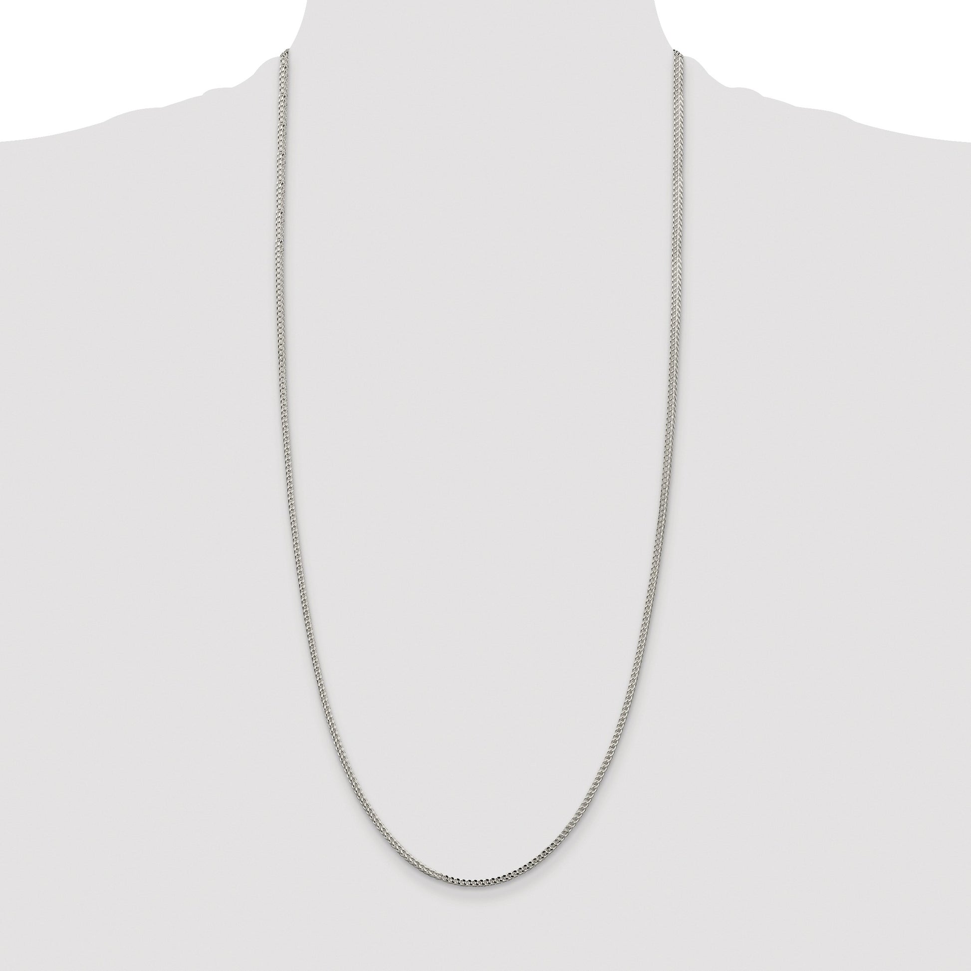 Sterling Silver Rhodium-plated 1.8mm D/C Square Franco Chain