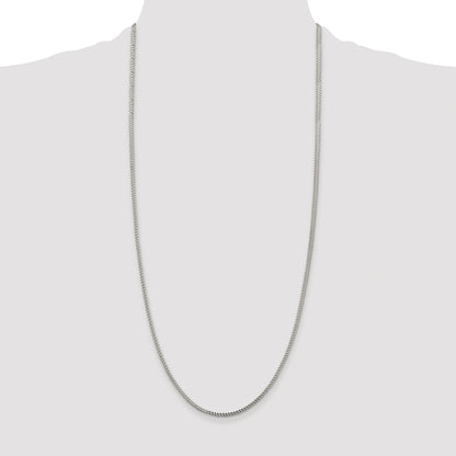 Sterling Silver Rhodium-plated 1.8mm D/C Square Franco Chain