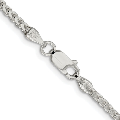 Sterling Silver Rhodium-plated 2.55mm D/C Square Franco Chain