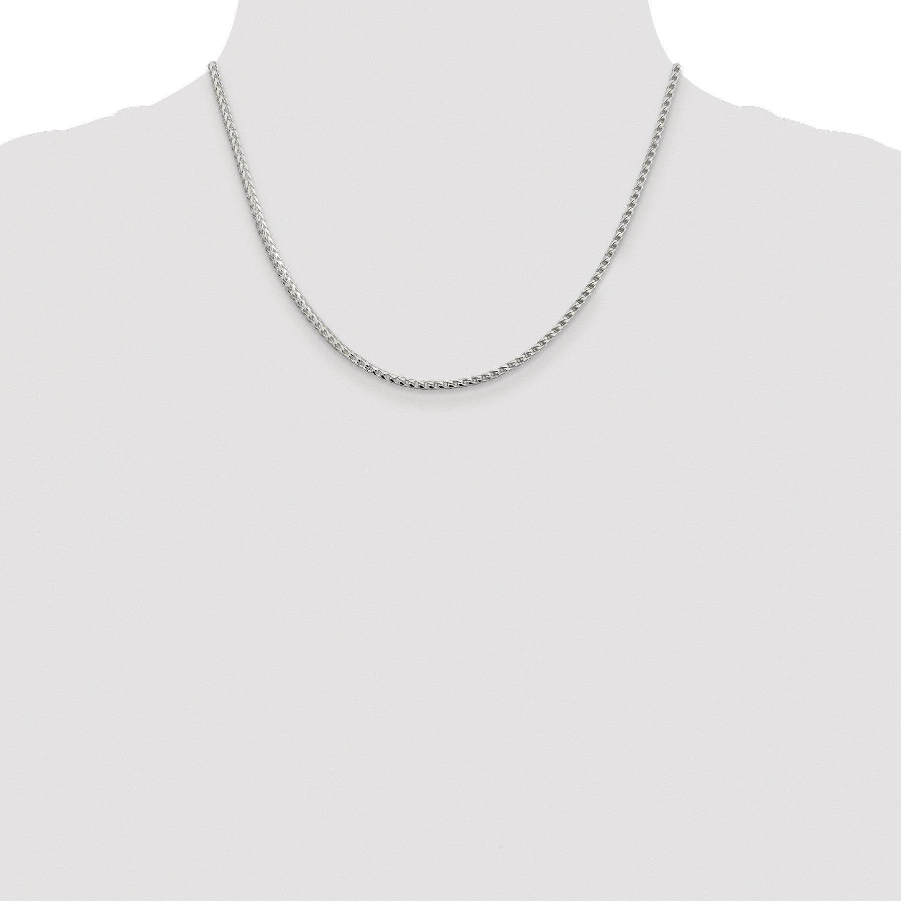 Sterling Silver Rhodium-plated 2.55mm D/C Square Franco Chain