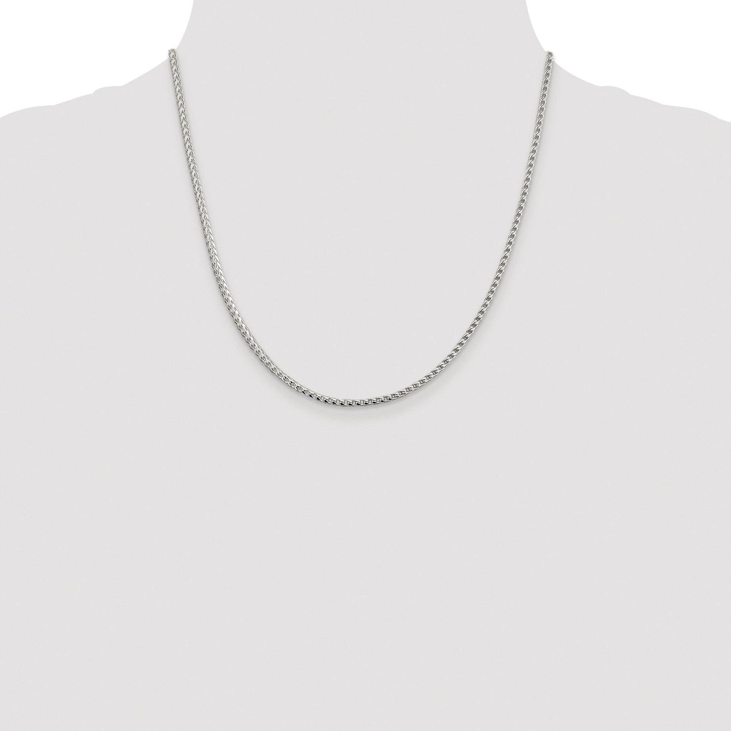 Sterling Silver Rhodium-plated 2.55mm D/C Square Franco Chain