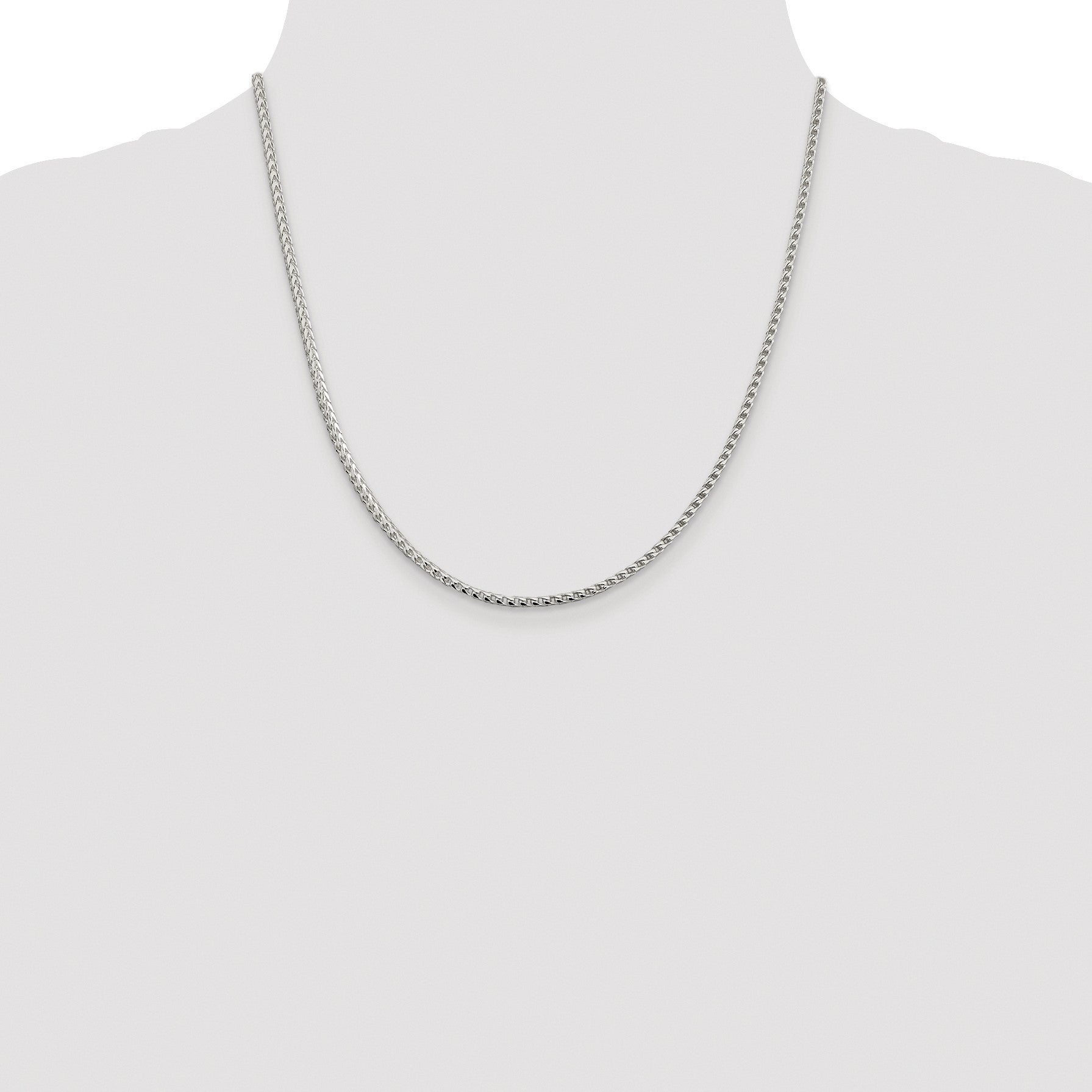 Sterling Silver Rhodium-plated 2.55mm D/C Square Franco Chain
