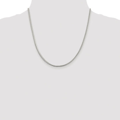 Sterling Silver Rhodium-plated 2.55mm D/C Square Franco Chain