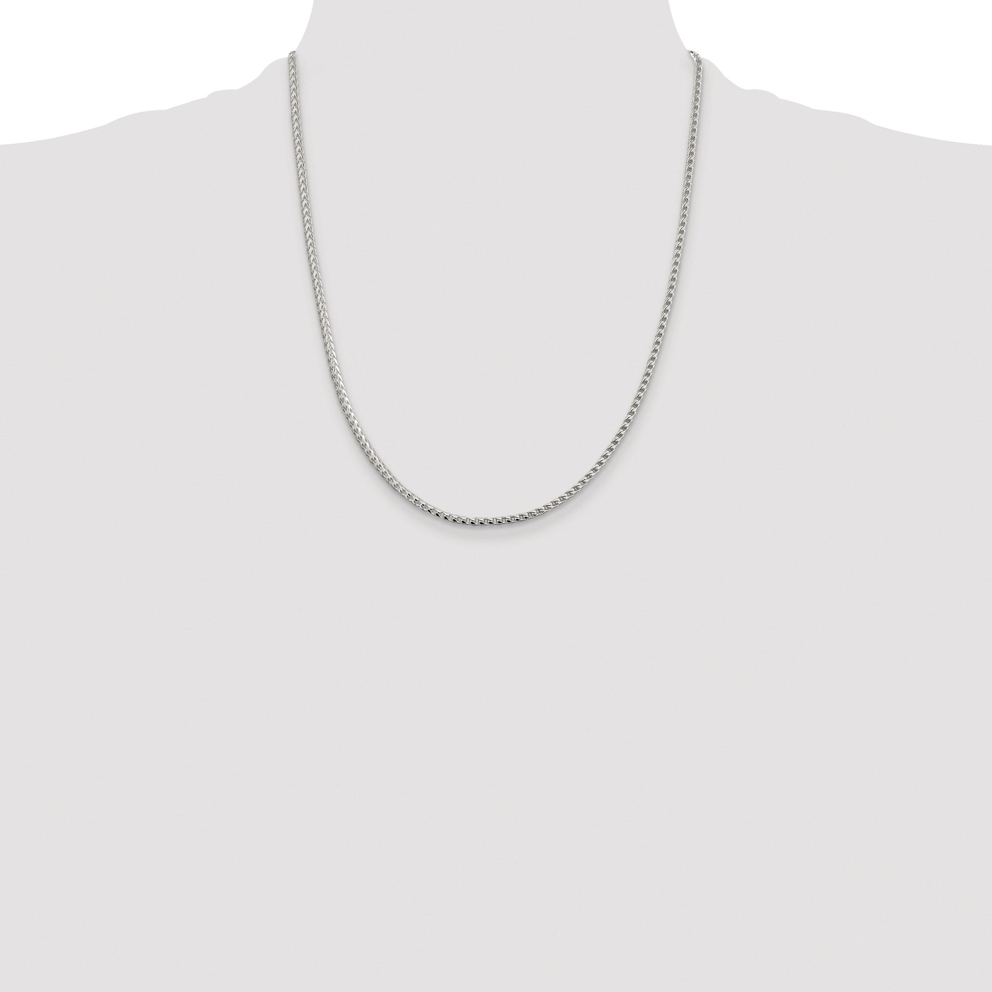 Sterling Silver Rhodium-plated 2.55mm D/C Square Franco Chain
