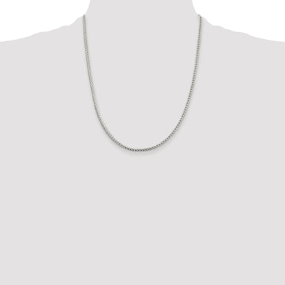 Sterling Silver Rhodium-plated 2.55mm D/C Square Franco Chain