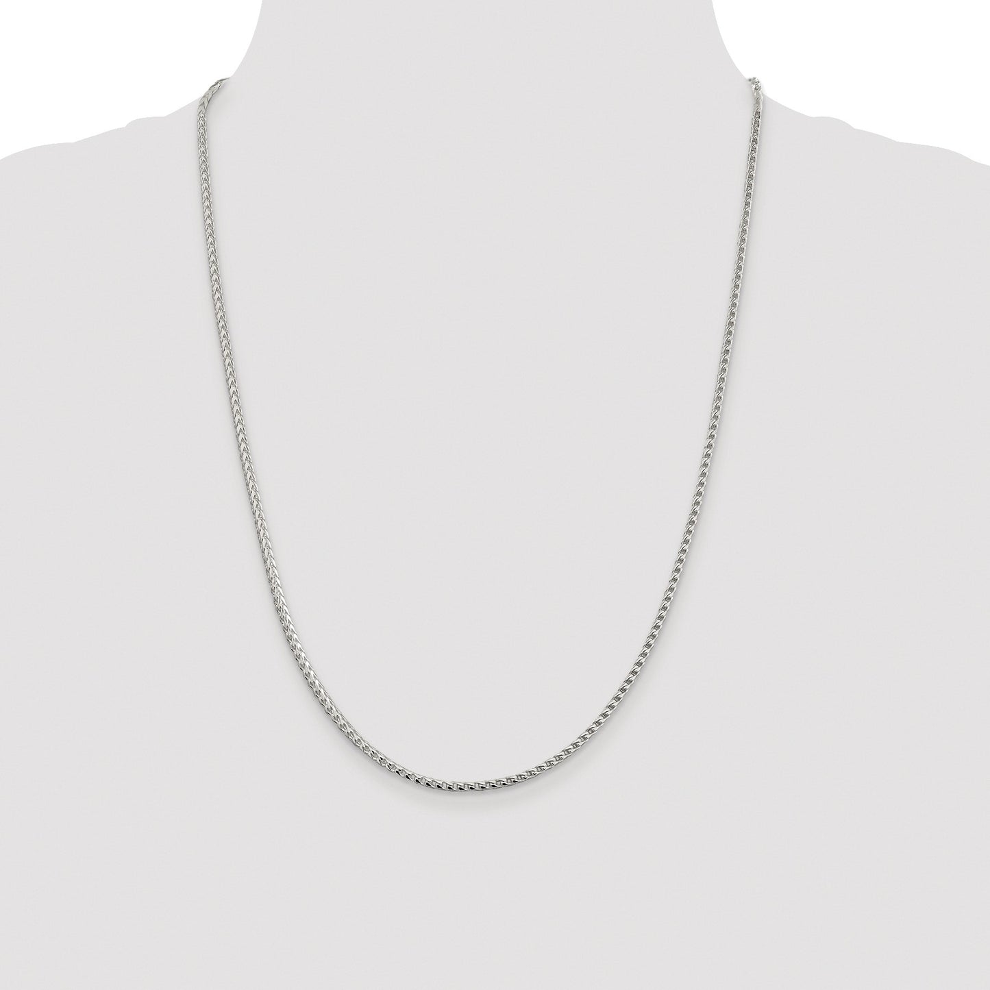 Sterling Silver Rhodium-plated 2.55mm D/C Square Franco Chain