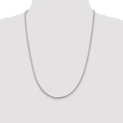 Sterling Silver Rhodium-plated 2.55mm D/C Square Franco Chain