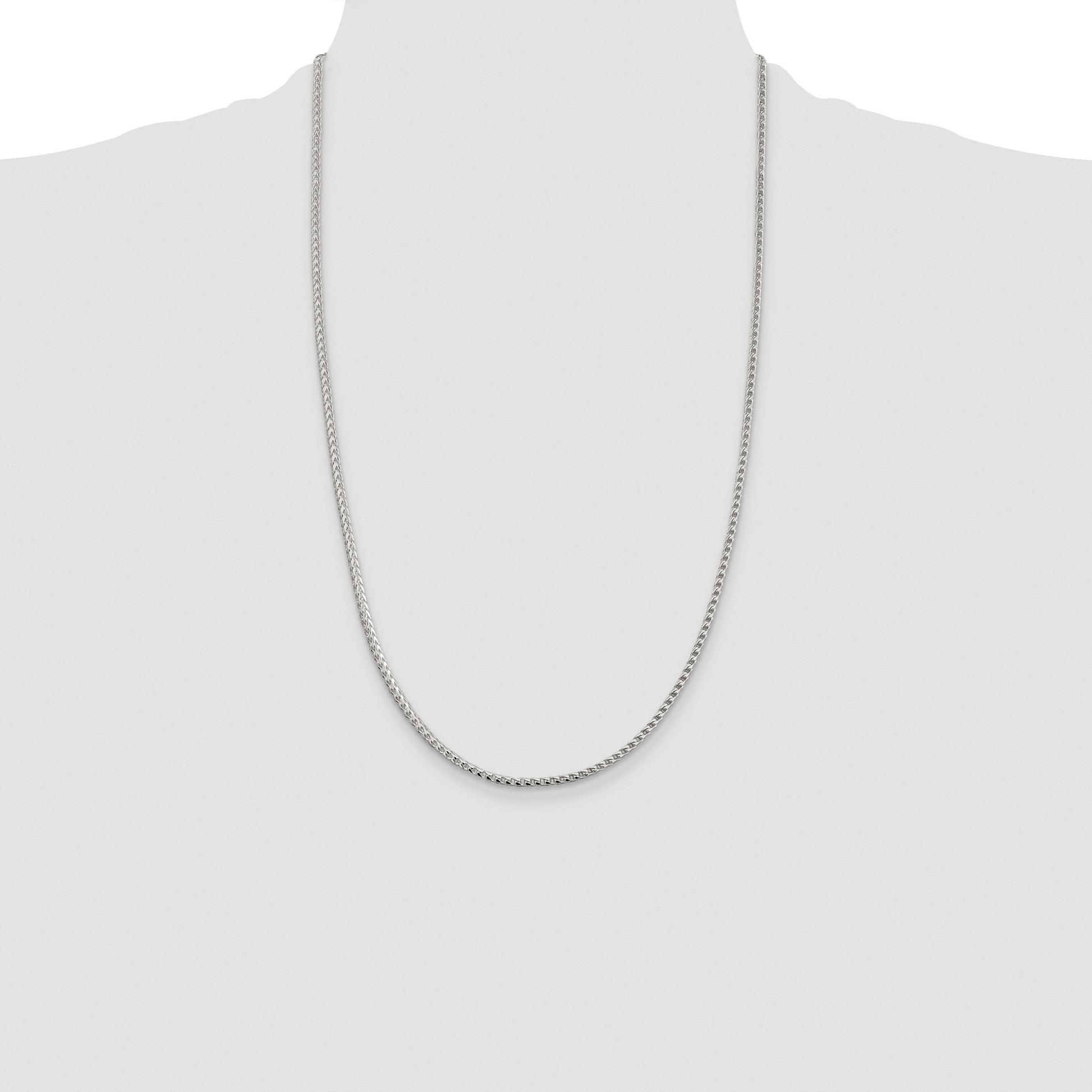 Sterling Silver Rhodium-plated 2.55mm D/C Square Franco Chain