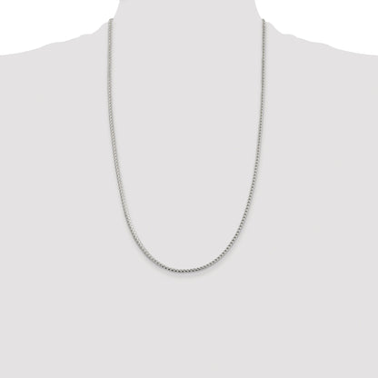 Sterling Silver Rhodium-plated 2.55mm D/C Square Franco Chain