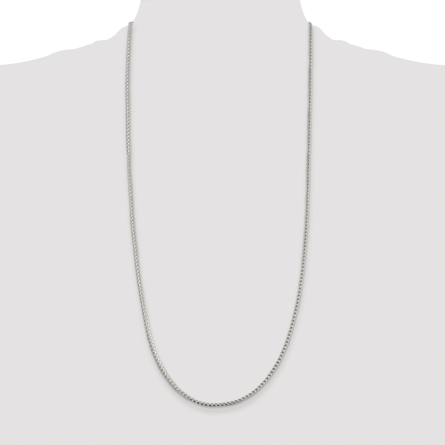 Sterling Silver Rhodium-plated 2.55mm D/C Square Franco Chain