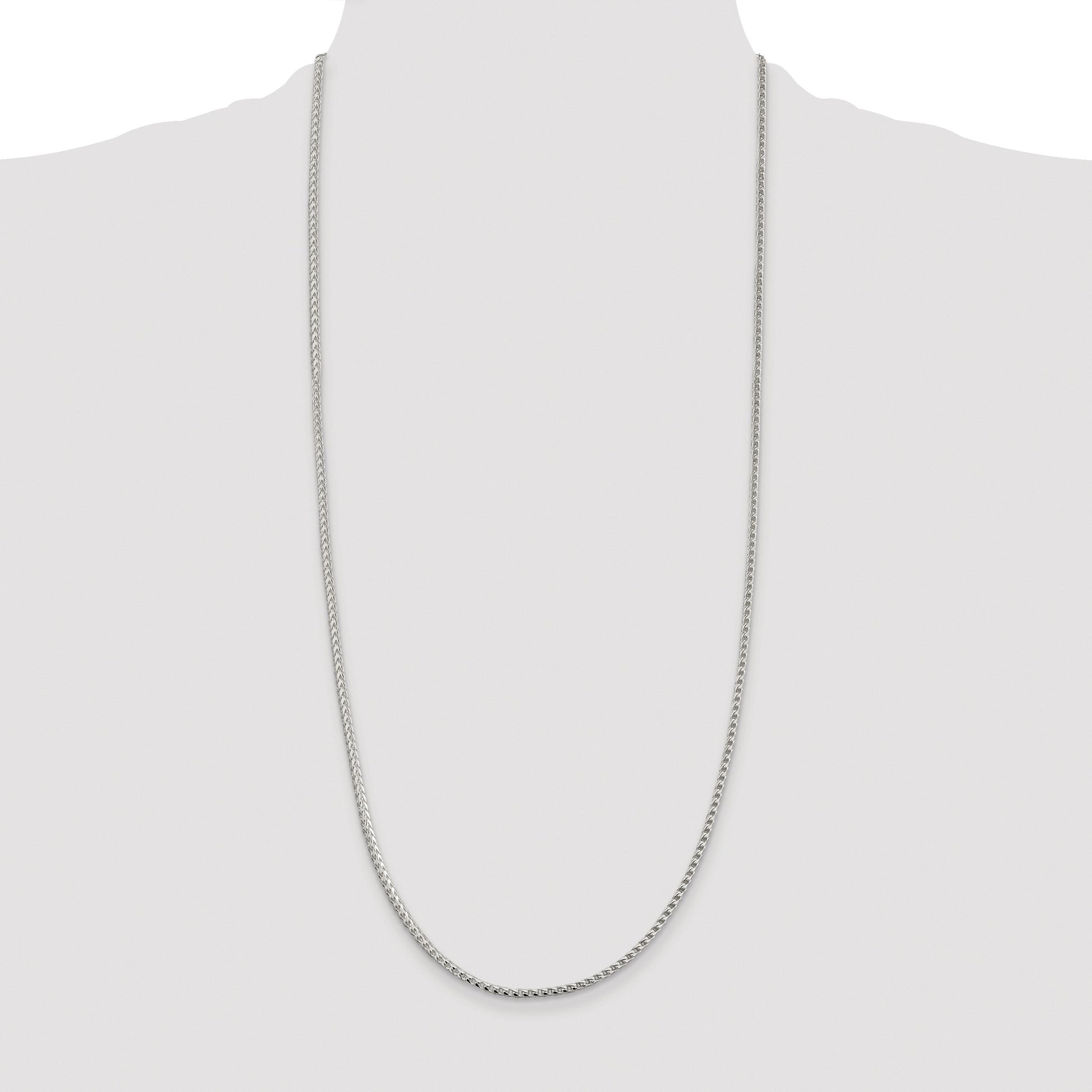 Sterling Silver Rhodium-plated 2.55mm D/C Square Franco Chain