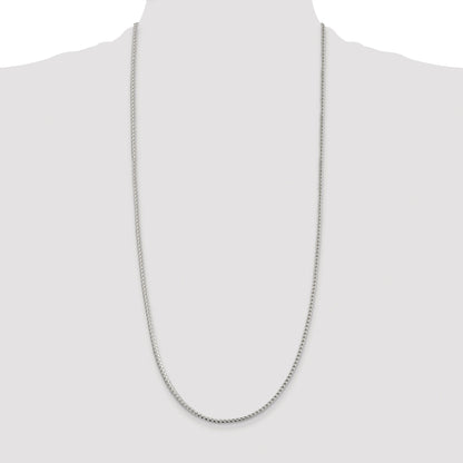 Sterling Silver Rhodium-plated 2.55mm D/C Square Franco Chain