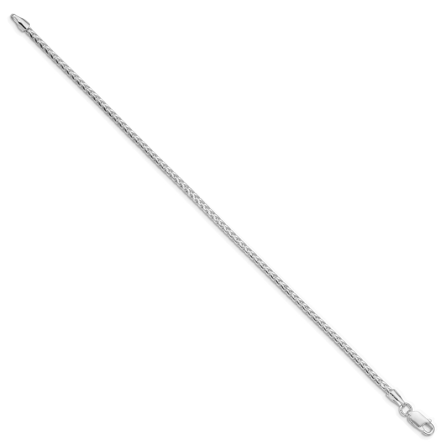 Sterling Silver Rhodium-plated 2.55mm D/C Square Franco Chain