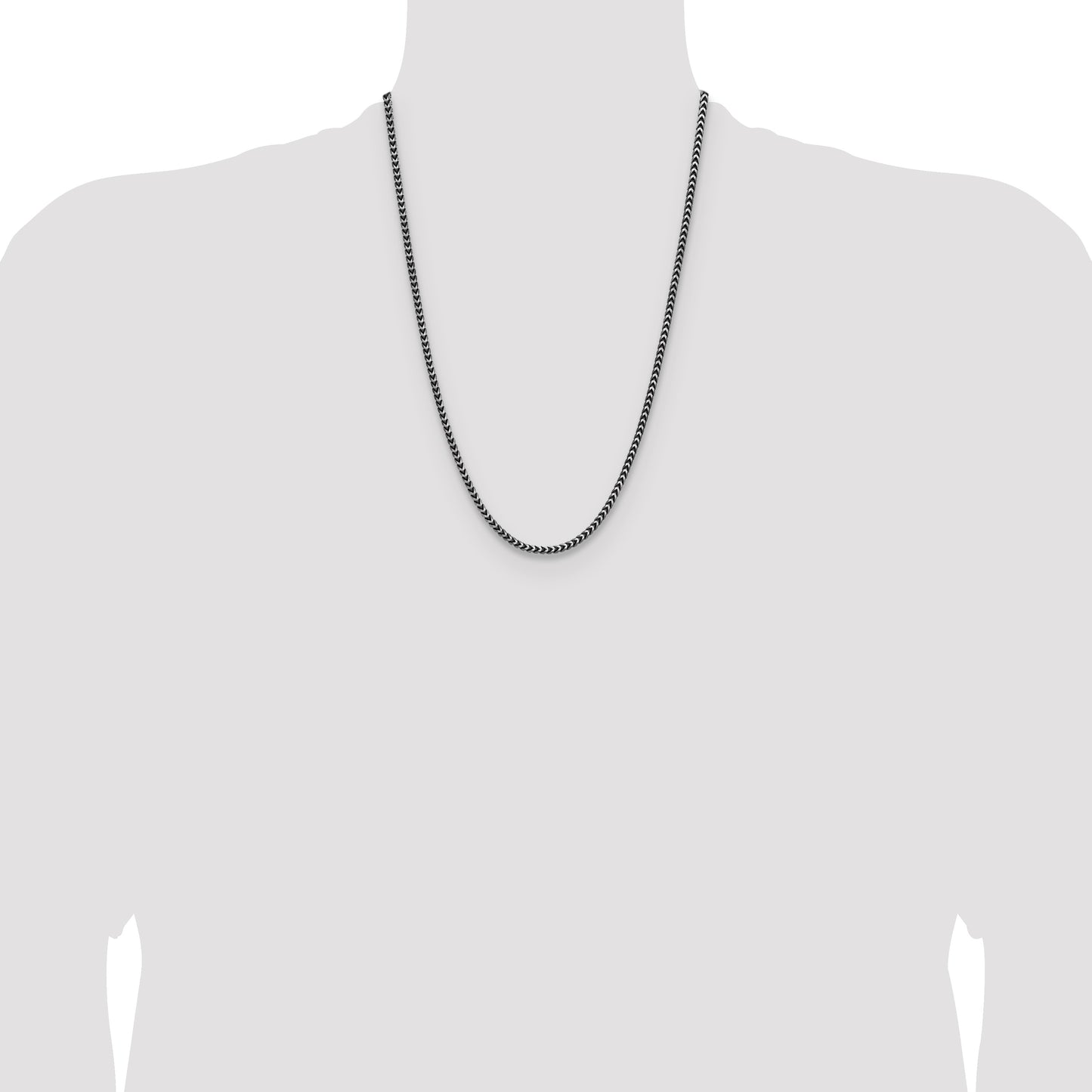 Sterling Silver Antiqued 3.1mm D/C Square Franco Chain
