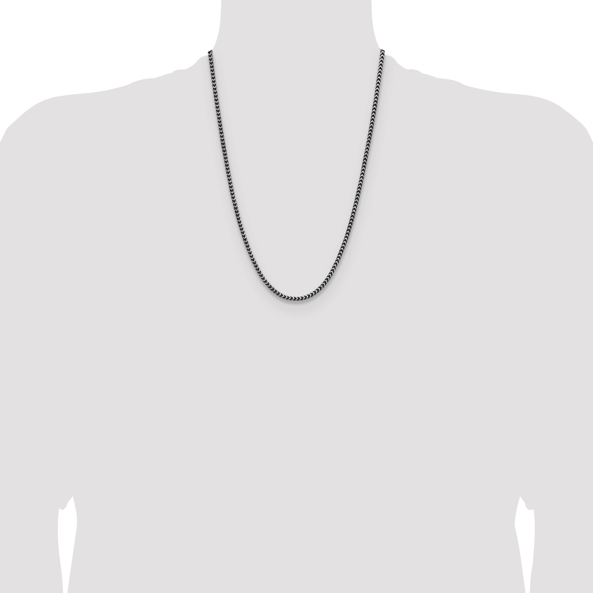 Sterling Silver Antiqued 3.1mm D/C Square Franco Chain