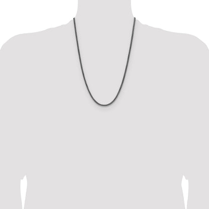 Sterling Silver Antiqued 3.1mm D/C Square Franco Chain