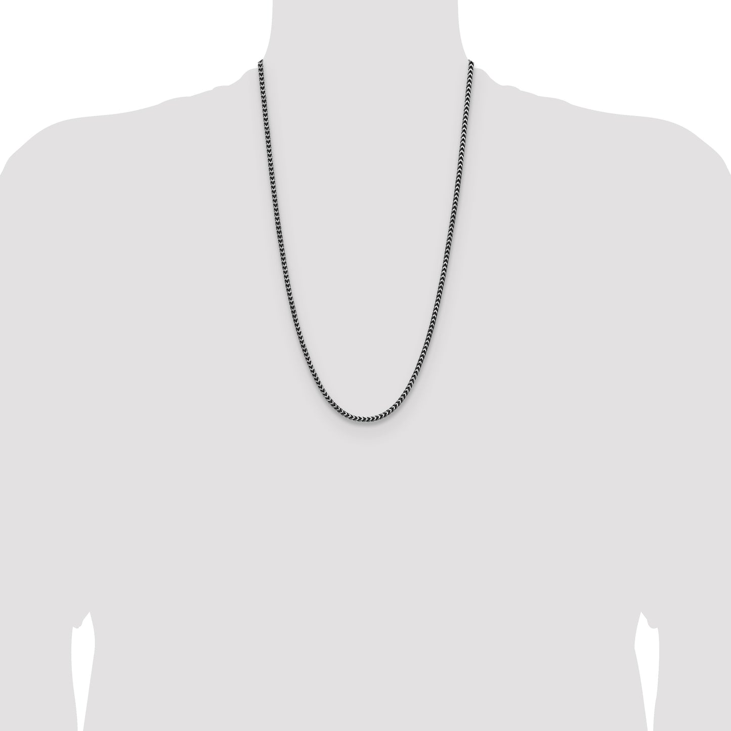 Sterling Silver Antiqued 3.1mm D/C Square Franco Chain