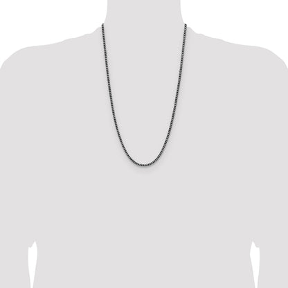 Sterling Silver Antiqued 3.1mm D/C Square Franco Chain