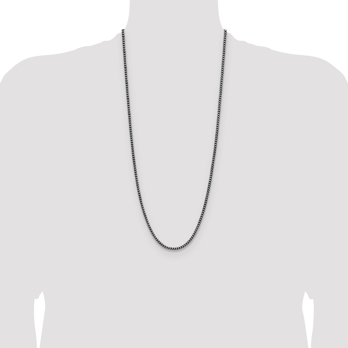 Sterling Silver Antiqued 3.1mm D/C Square Franco Chain
