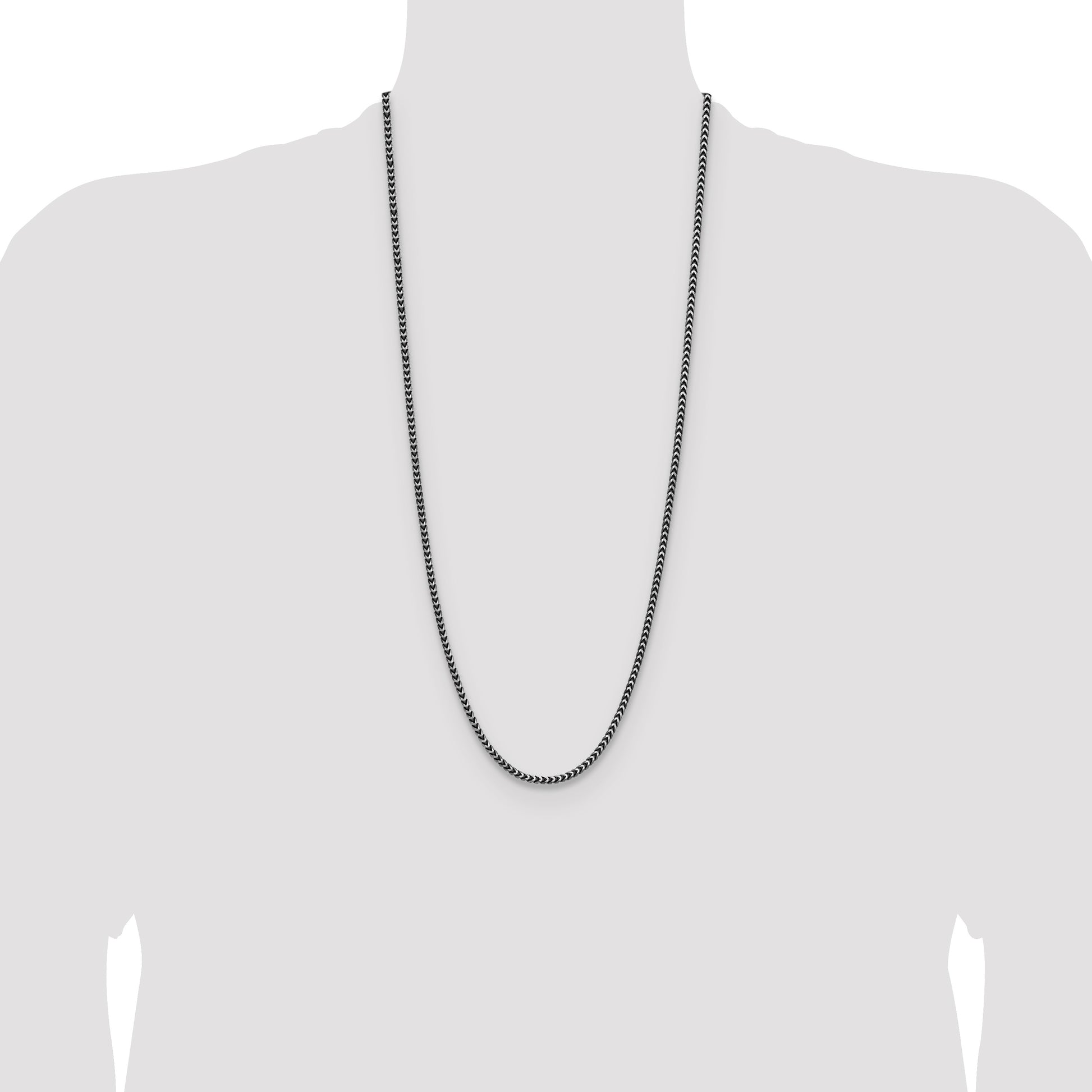 Sterling Silver Antiqued 3.1mm D/C Square Franco Chain