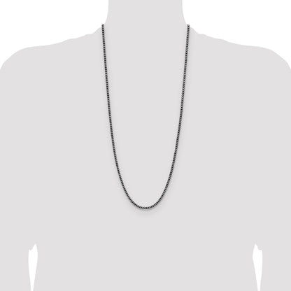 Sterling Silver Antiqued 3.1mm D/C Square Franco Chain