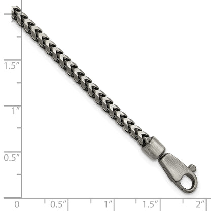 Sterling Silver Antiqued 3.1mm D/C Square Franco Chain