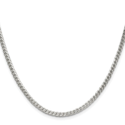 Sterling Silver Rhodium-plated 3mm D/C Square Franco Chain