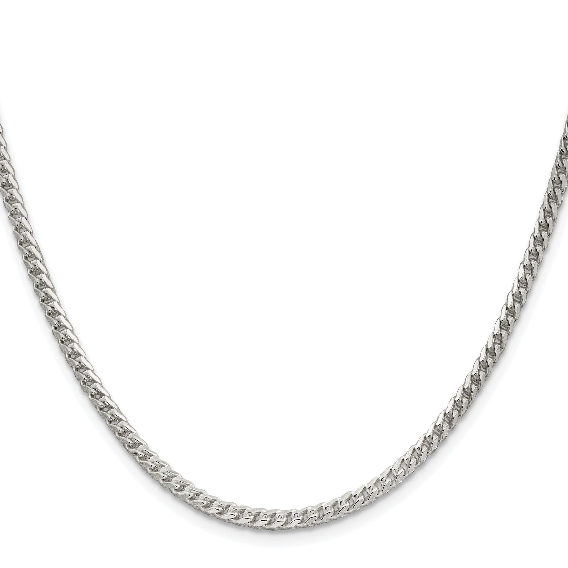 Sterling Silver Rhodium-plated 3mm D/C Square Franco Chain