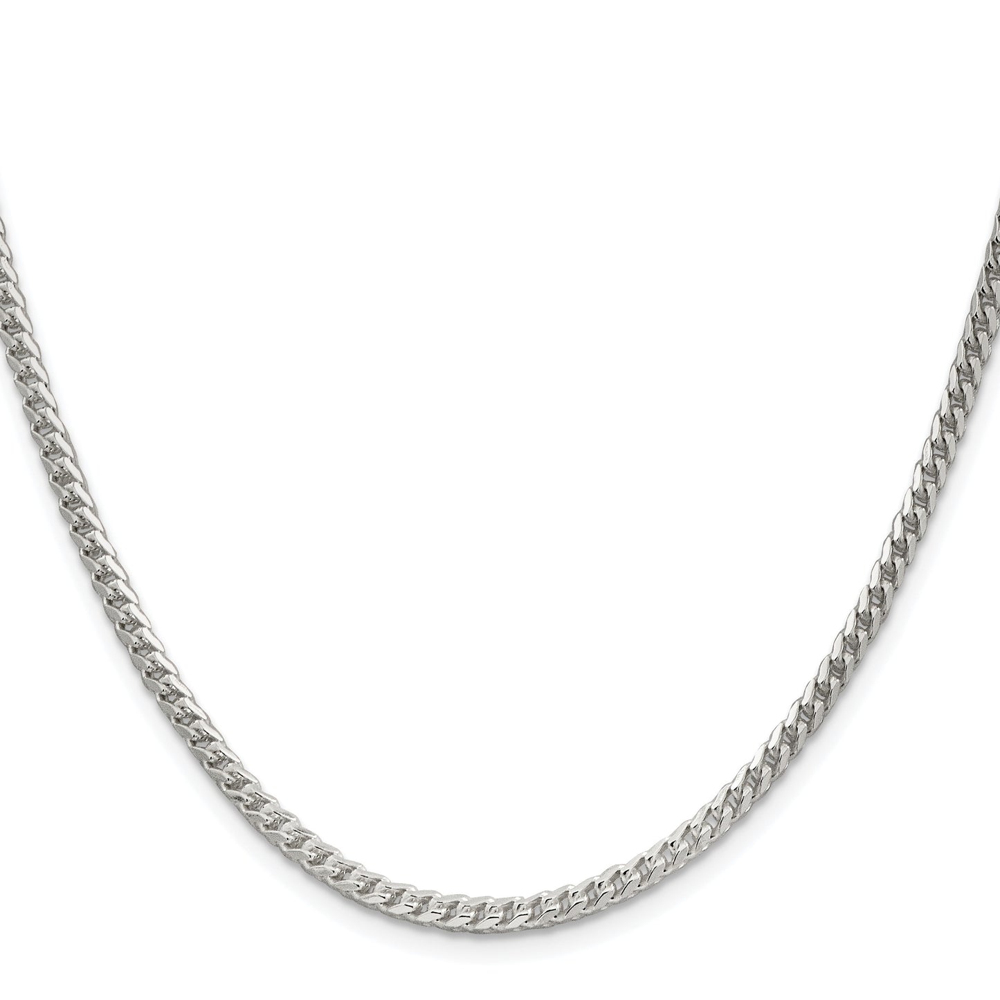 Sterling Silver Rhodium-plated 3mm D/C Square Franco Chain