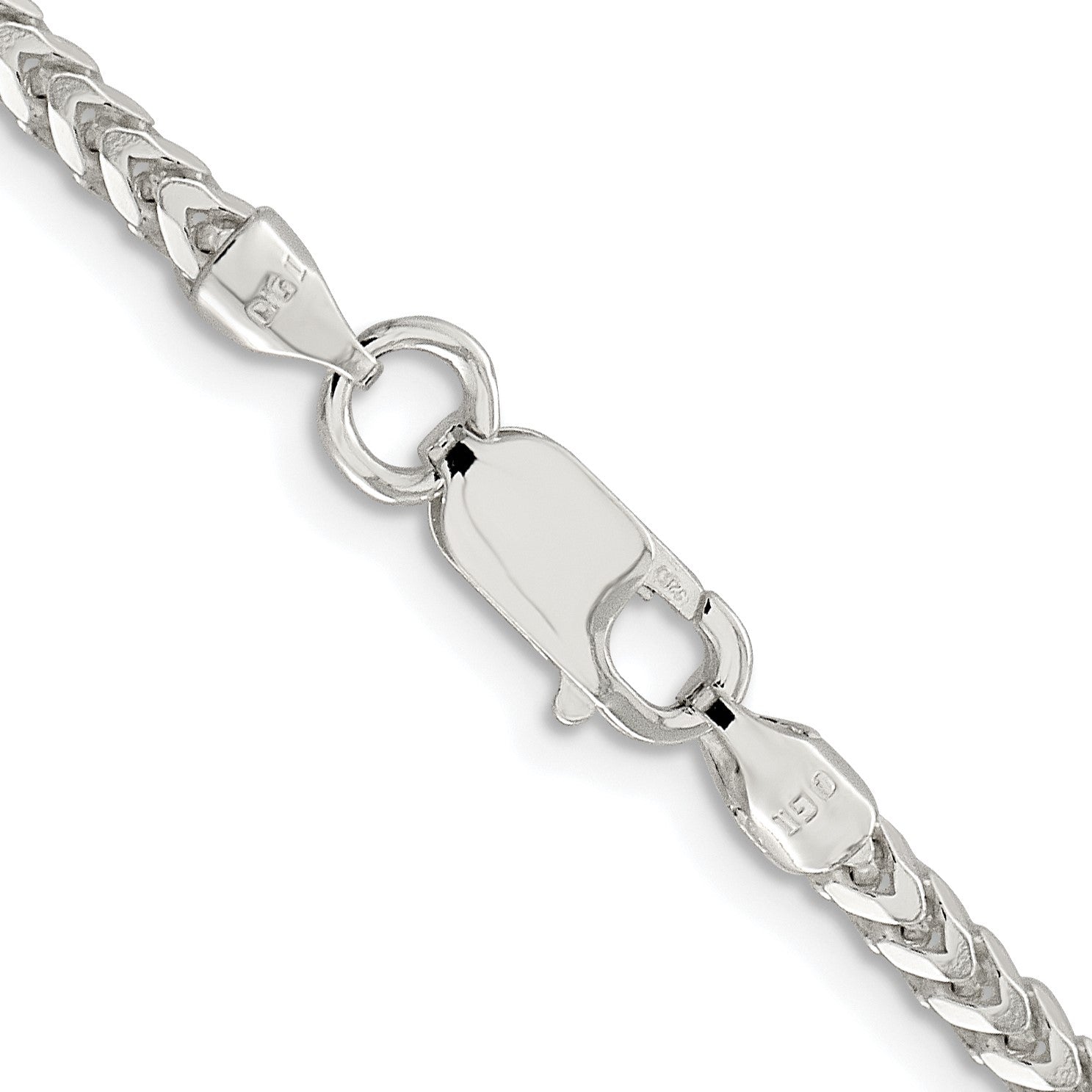 Sterling Silver Rhodium-plated 3mm D/C Square Franco Chain