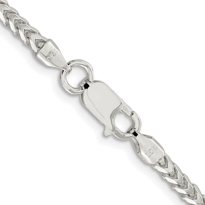 Sterling Silver Rhodium-plated 3mm D/C Square Franco Chain