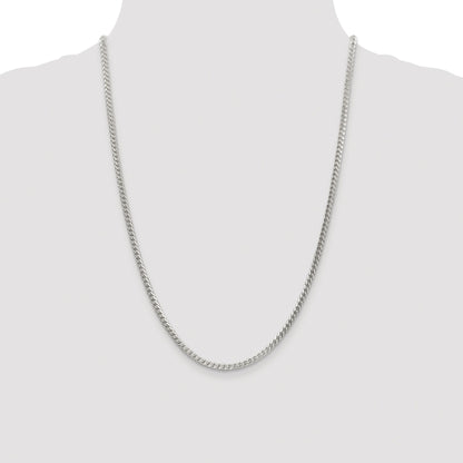 Sterling Silver Rhodium-plated 3mm D/C Square Franco Chain