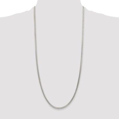 Sterling Silver Rhodium-plated 3mm D/C Square Franco Chain