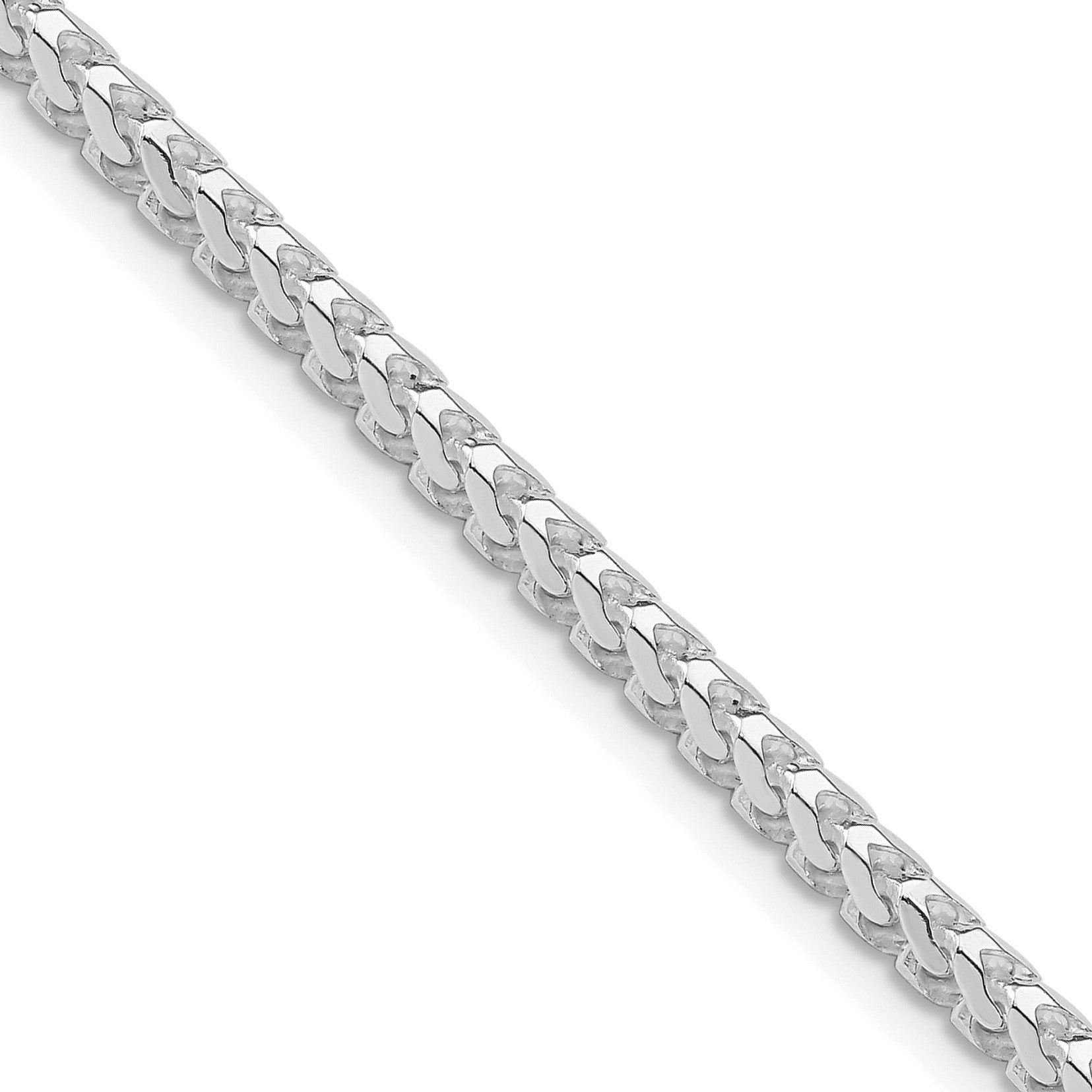 Sterling Silver Rhodium-plated 3mm D/C Square Franco Chain