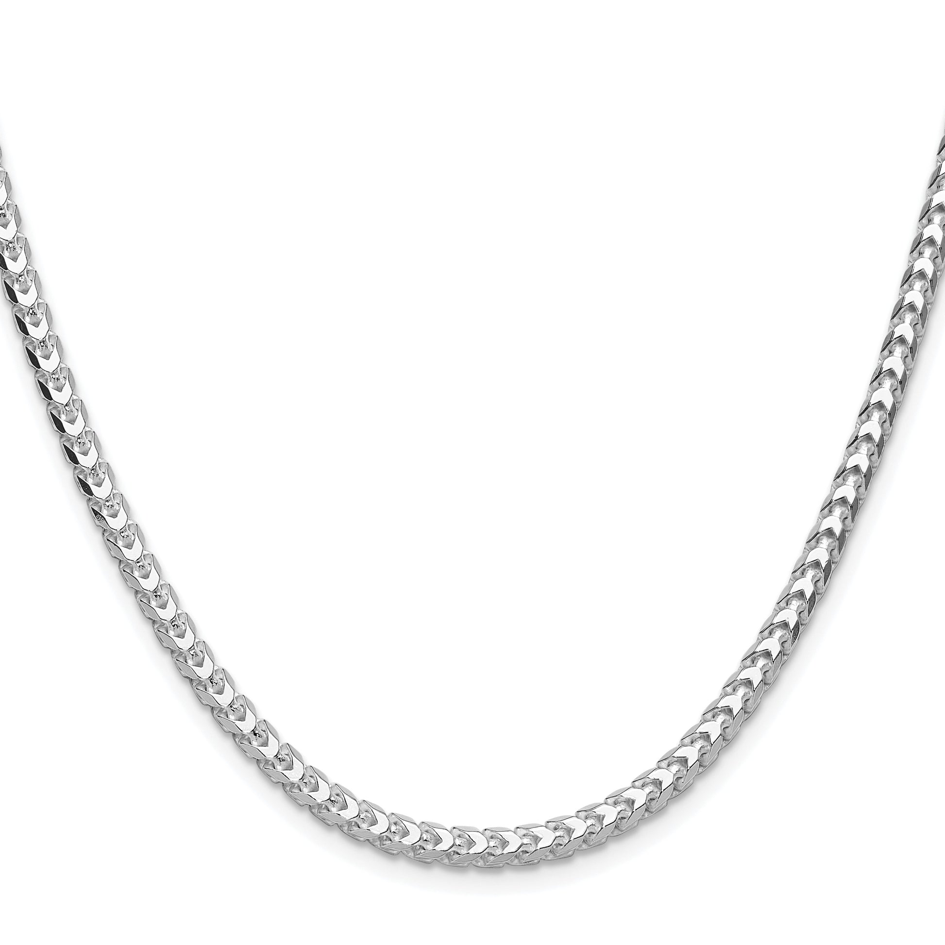 Sterling Silver Rhodium-plated 3.5.0mm D/C Square Franco Chain