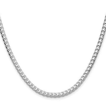 Sterling Silver Rhodium-plated 3.5.0mm D/C Square Franco Chain
