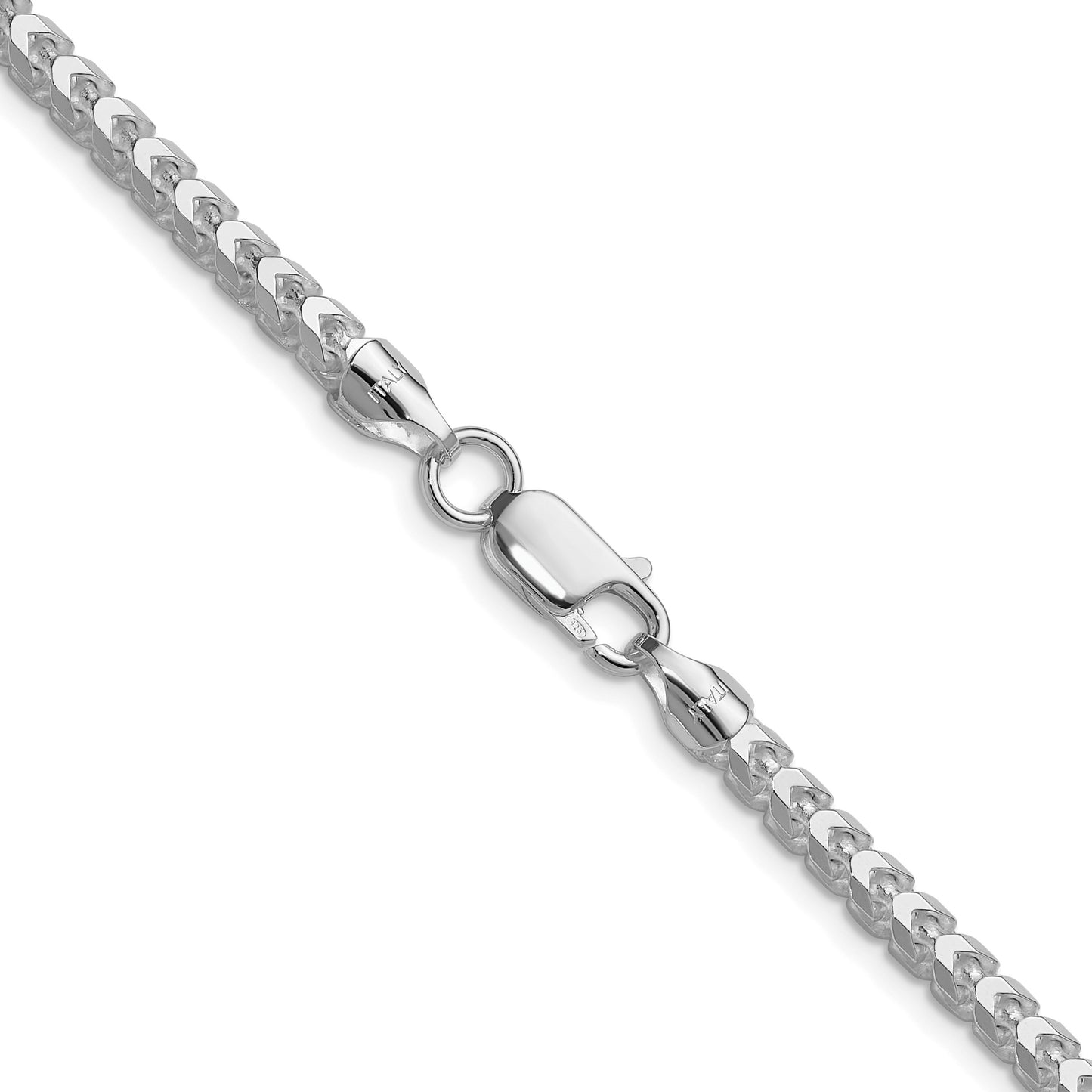 Sterling Silver Rhodium-plated 3.5.0mm D/C Square Franco Chain