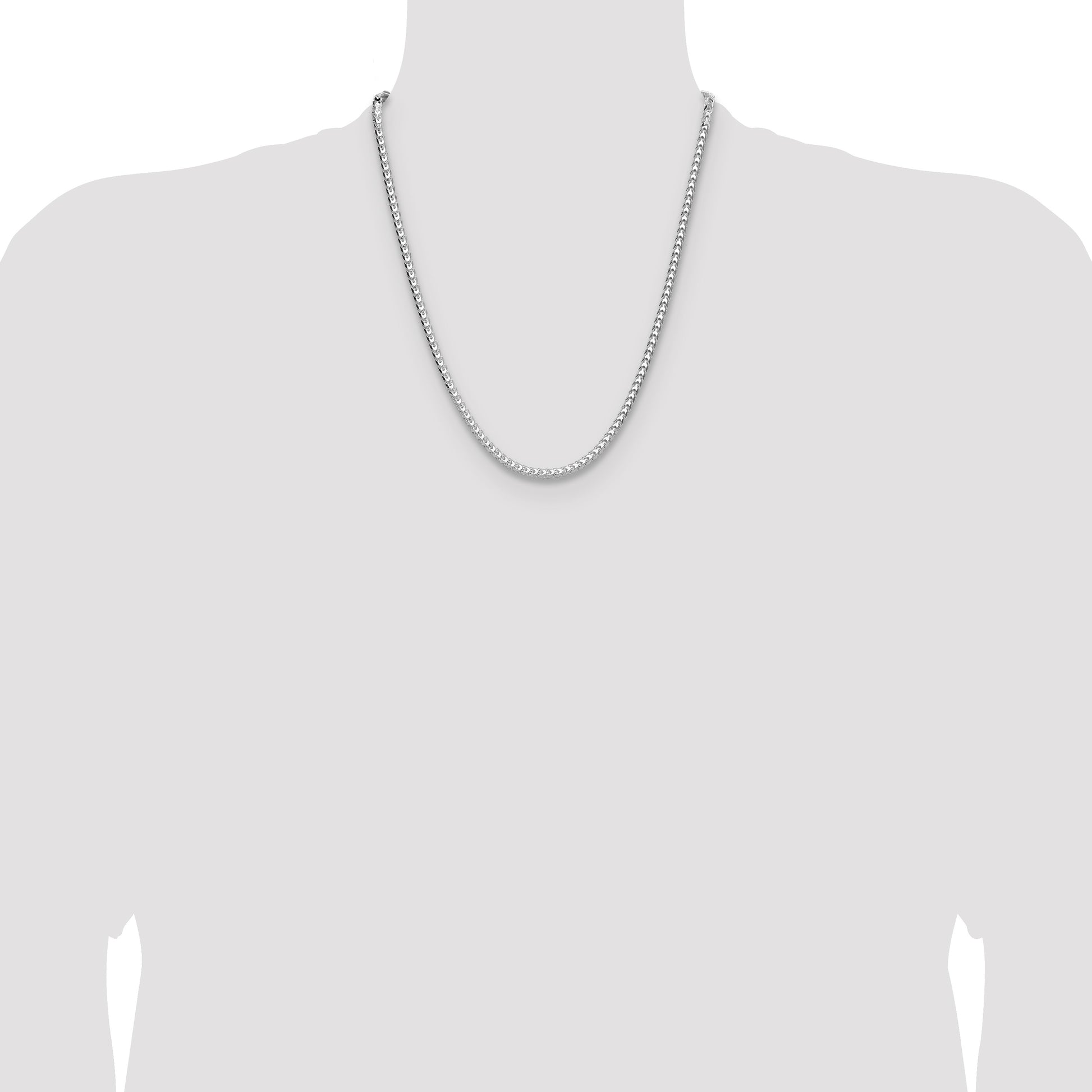 Sterling Silver Rhodium-plated 3.5.0mm D/C Square Franco Chain