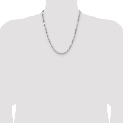 Sterling Silver Rhodium-plated 3.5.0mm D/C Square Franco Chain
