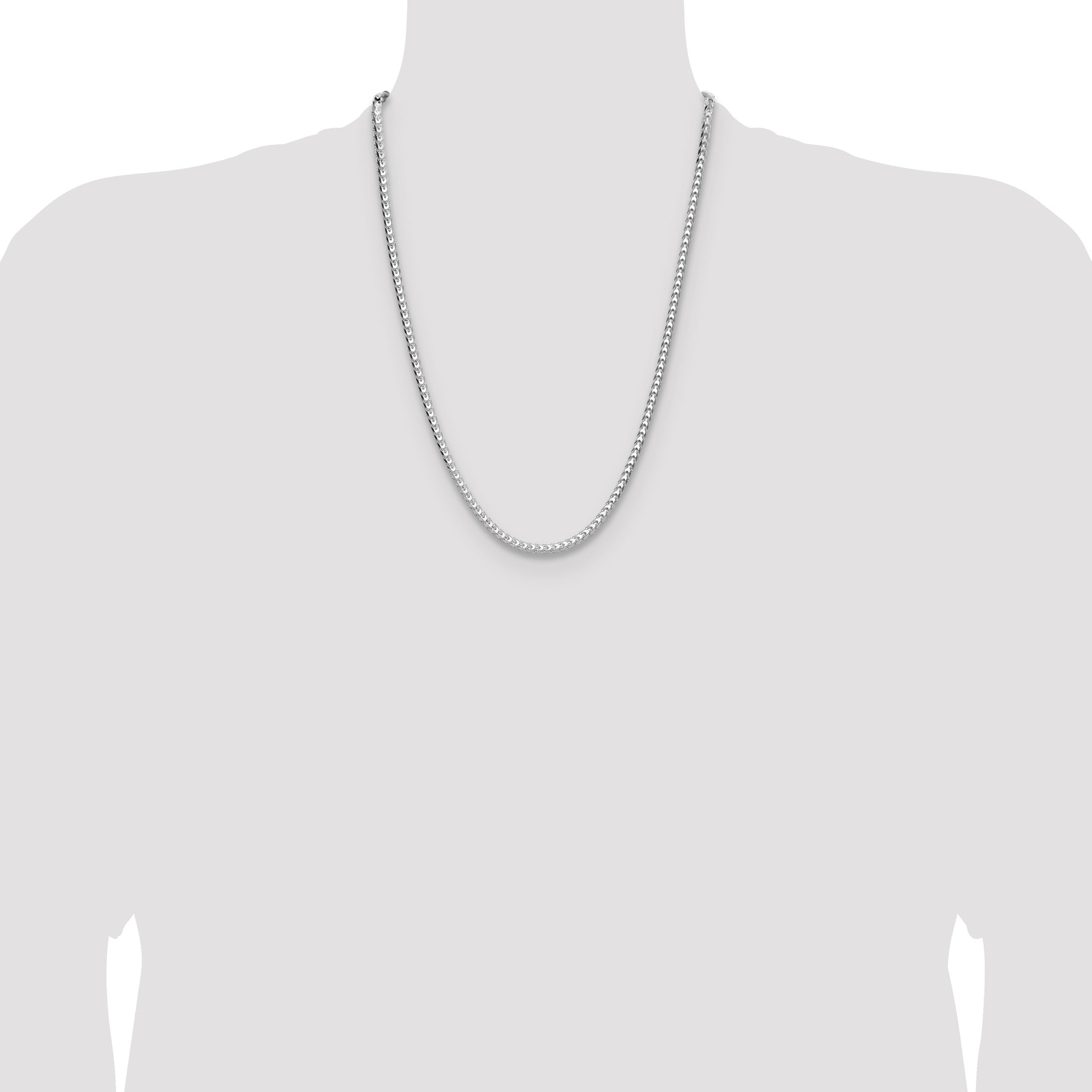 Sterling Silver Rhodium-plated 3.5.0mm D/C Square Franco Chain