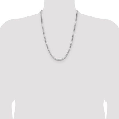 Sterling Silver Rhodium-plated 3.5.0mm D/C Square Franco Chain