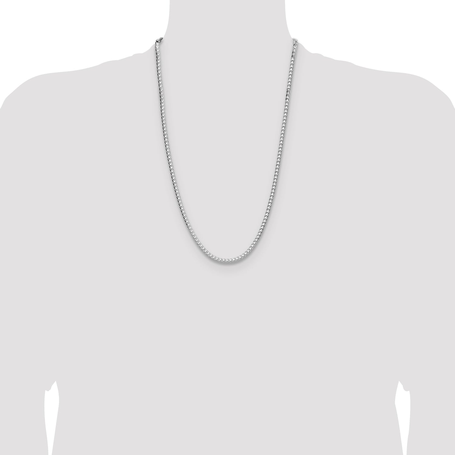 Sterling Silver Rhodium-plated 3.5.0mm D/C Square Franco Chain