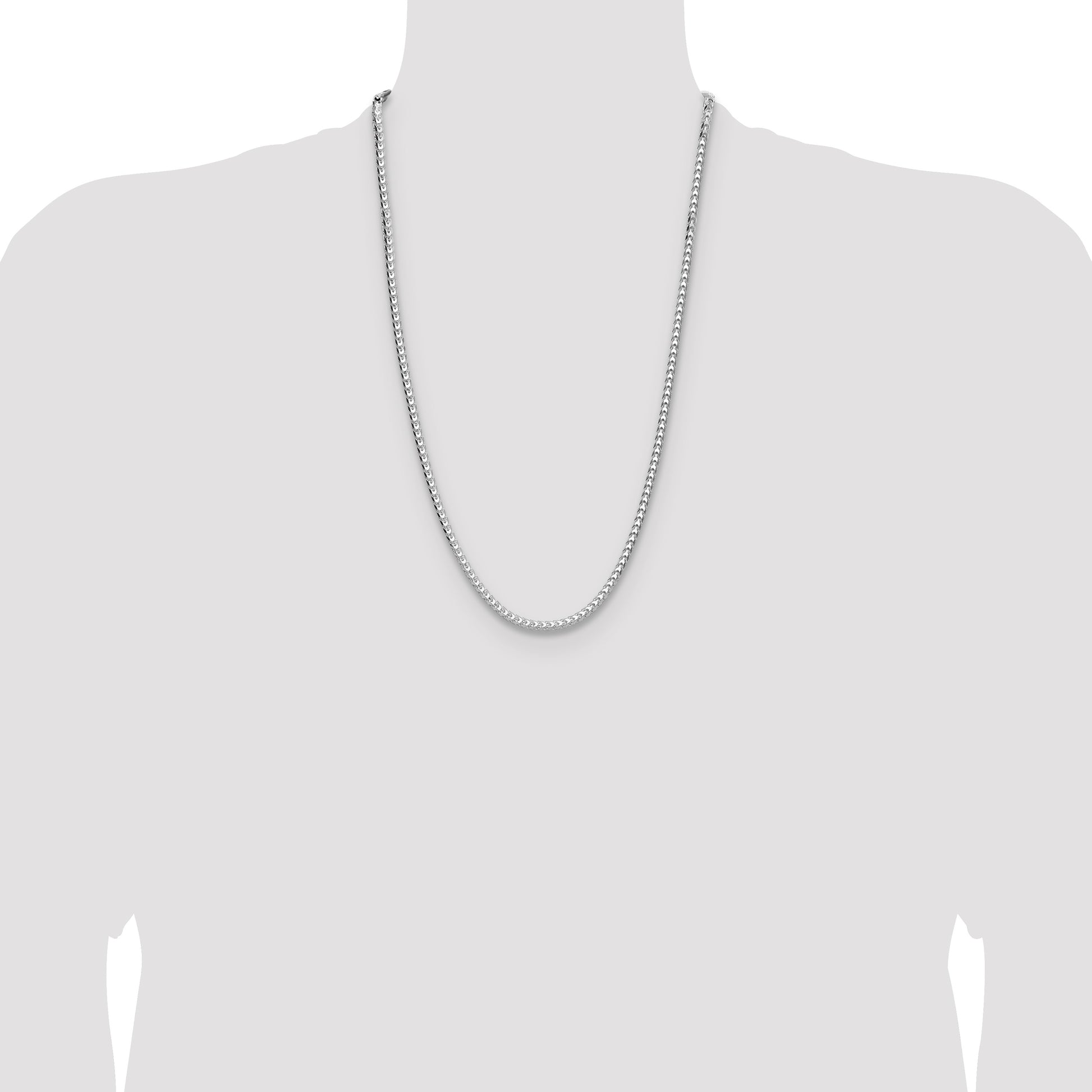 Sterling Silver Rhodium-plated 3.5.0mm D/C Square Franco Chain