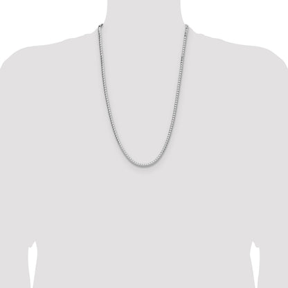 Sterling Silver Rhodium-plated 3.5.0mm D/C Square Franco Chain