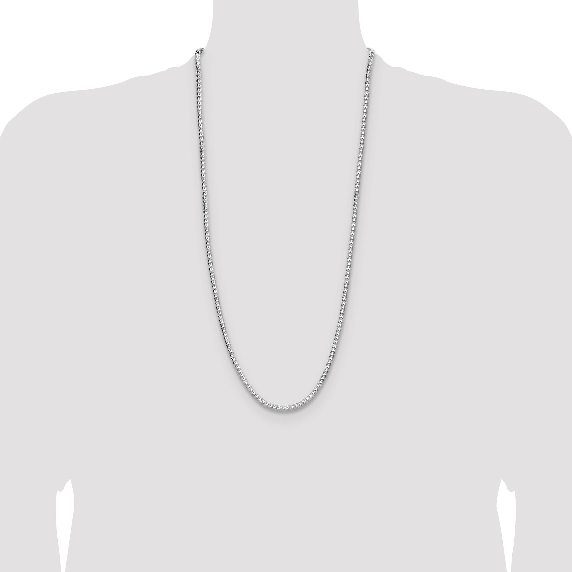 Sterling Silver Rhodium-plated 3.5.0mm D/C Square Franco Chain