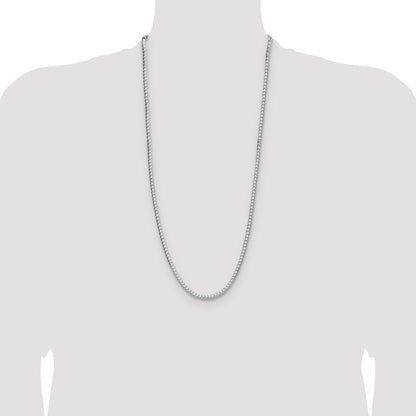 Sterling Silver Rhodium-plated 3.5.0mm D/C Square Franco Chain