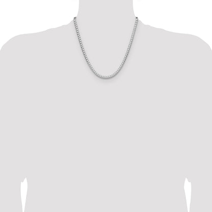 Sterling Silver Rhodium-plated 4mm D/C Square Franco Chain