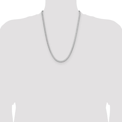 Sterling Silver Rhodium-plated 4mm D/C Square Franco Chain