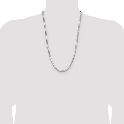 Sterling Silver Rhodium-plated 4mm D/C Square Franco Chain