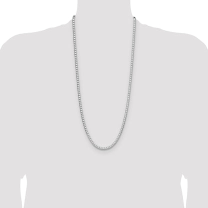 Sterling Silver Rhodium-plated 4mm D/C Square Franco Chain